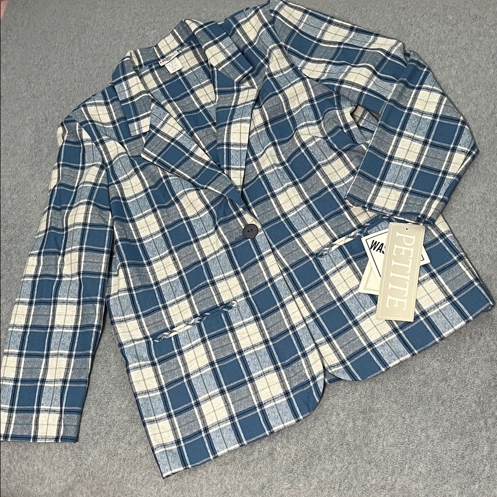 Vintage Plaid Blazer Medium Petite Academia Preppy Clueless Y2K Office